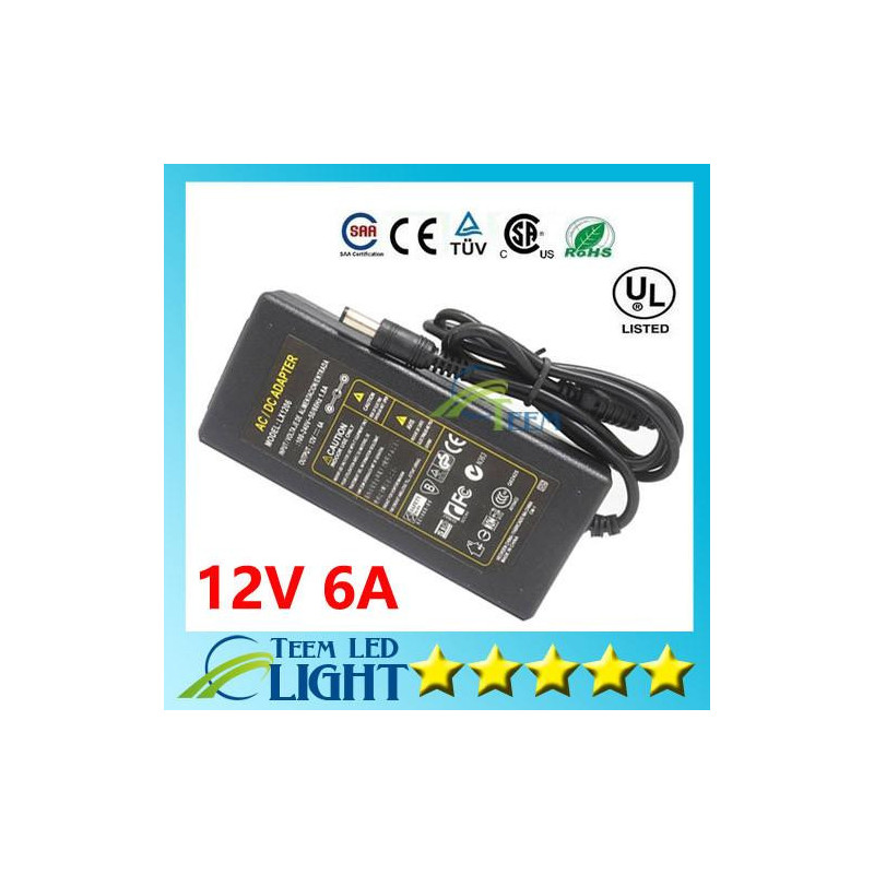 Universial Växelström Likström 12v 6a 72w Kraft Tillförsel Laddare Adapter För Led Remsa Ljus Led