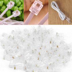100pcs Kristall Huvud Rj45 Cat5 Cat5e Modul Plugg Guld Plated Nätverk Connector