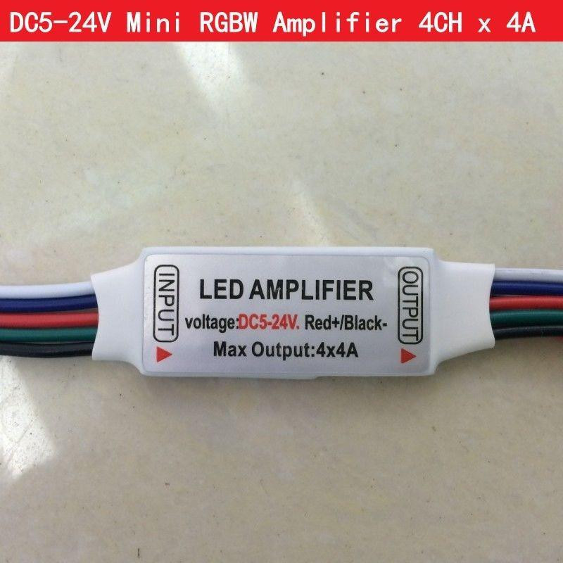 Led Mini Rgbw Förstärkare Med 5pin Tråd Likström 524 V 4ch X 4a För 5050 2835 Rgbw Led Remsa Ljus