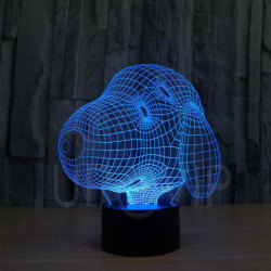Med Söt Tecknad Serie Hund Form 3d Natt Ljus Fantastiskt 3d Effekt Kreativ Natt Lampa Med Tecknad Serie