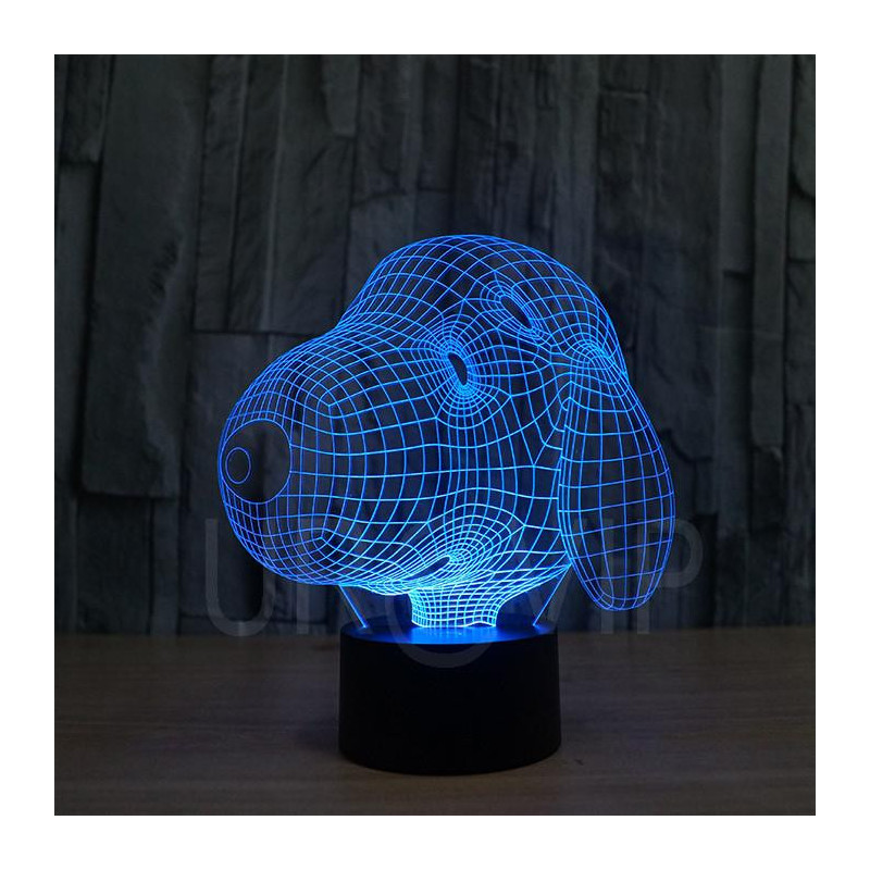 Med Söt Tecknad Serie Hund Form 3d Natt Ljus Fantastiskt 3d Effekt Kreativ Natt Lampa Med Tecknad Serie