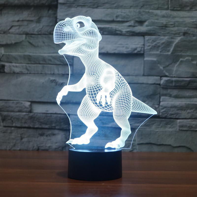 Het Rör Växla Skrivbord Ljus Natt Ljus Färgrik Usb Led Tabell Akryl Lampa 3d Illusion Dinosaurie För