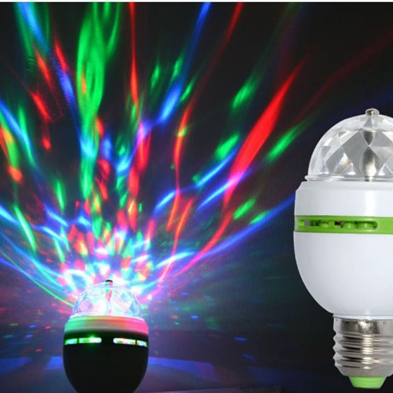 E27 3w Bil Roterande Rgb Led Glödlampa Skede Ljus Disko Fest Lampa Hem Dekoration