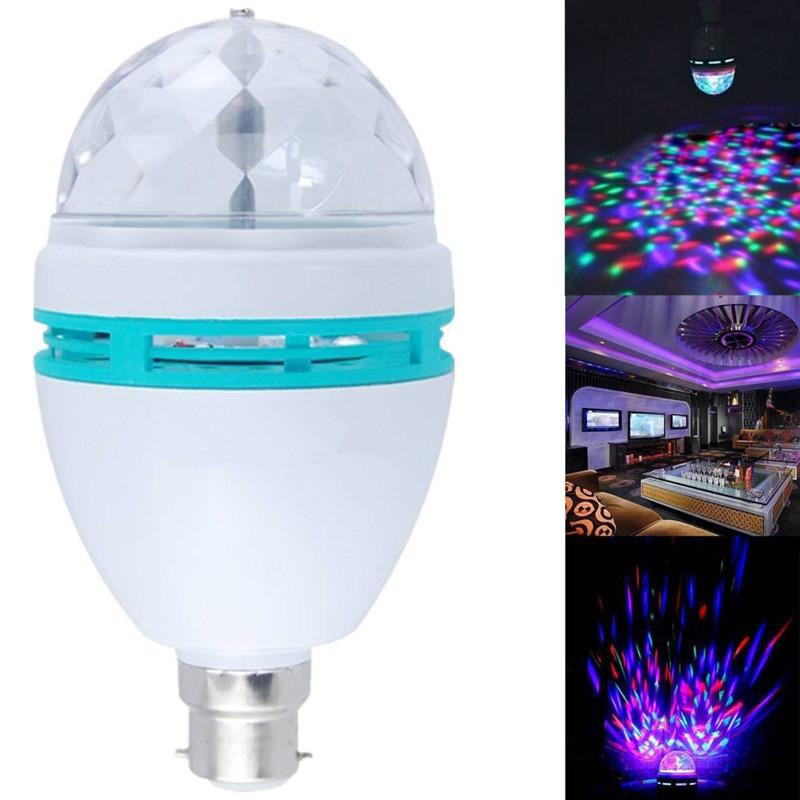 B22 3w Rgb Kristall Boll Roterande Led Skede Ljus Lampor Disko Lampa Aste Multicolor Färgrik Färger