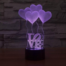Romantisk 3d Heartedformade Visualisering Led Natt Lights Optisk Illusion Konst