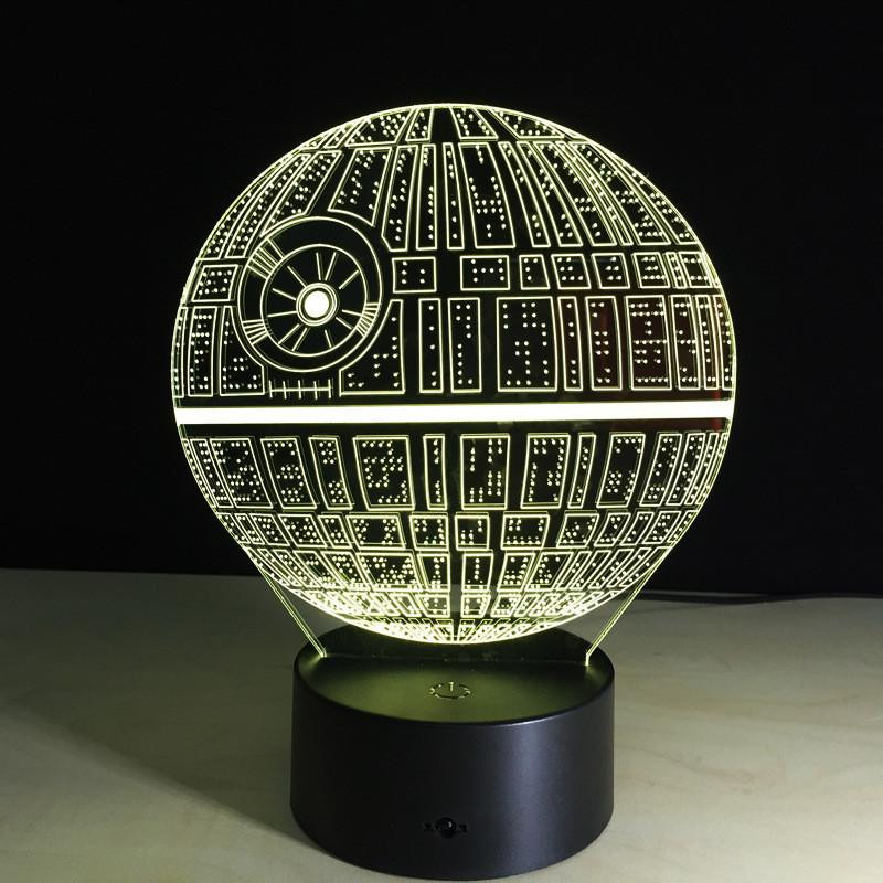 Stjärna Wars Död 3d Led Natt Ljus Rör Växla Tabell Lampa Usb 7 Färg Rum Dekor Färgrik Led Belysning