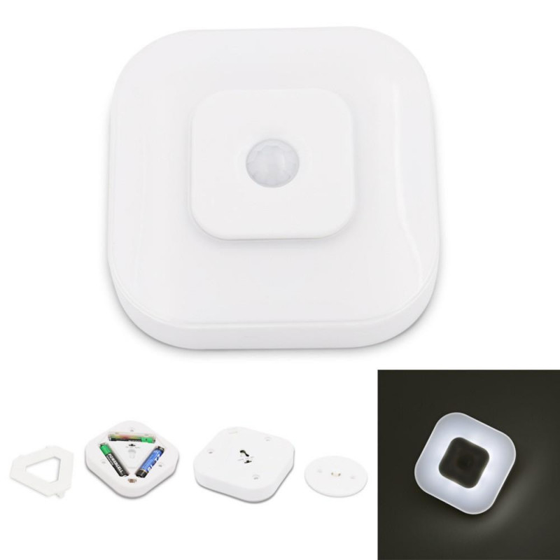 Fyrkant 2 Lägen Fyrkant Pir Rörelse Sensor Led Natt Ljus Induktion Nattlampa Hall Closet Gång Toalett