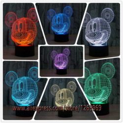 3d Mickey Mus Unge Led Natt...