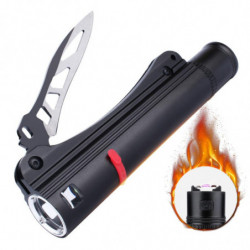 Himmels Vattentät Led Ficklampa Med Laddningsbara 18650 Batteri Självförsvar Kniv Usb Laddning Kabel
