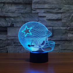 Nfl Dallas Cowboys 3d Ljus Fotboll Hjälm Led Ljus 7 Färg Natt Ljus Barn 3437