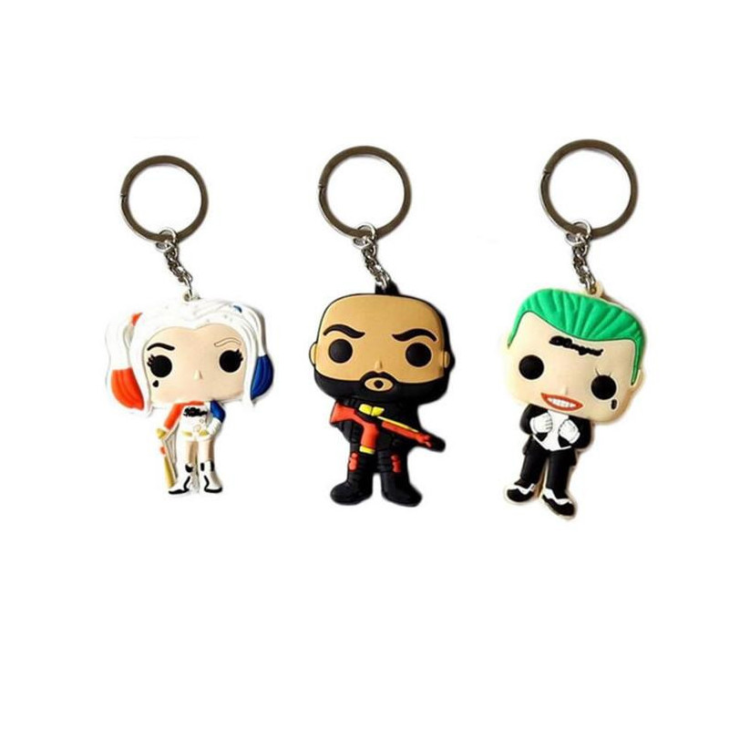 Självmord Trupp Keychain Joker Deadshot Harley Quinn Ckel Ringa Hållare Dekorativ Keychain Ssist