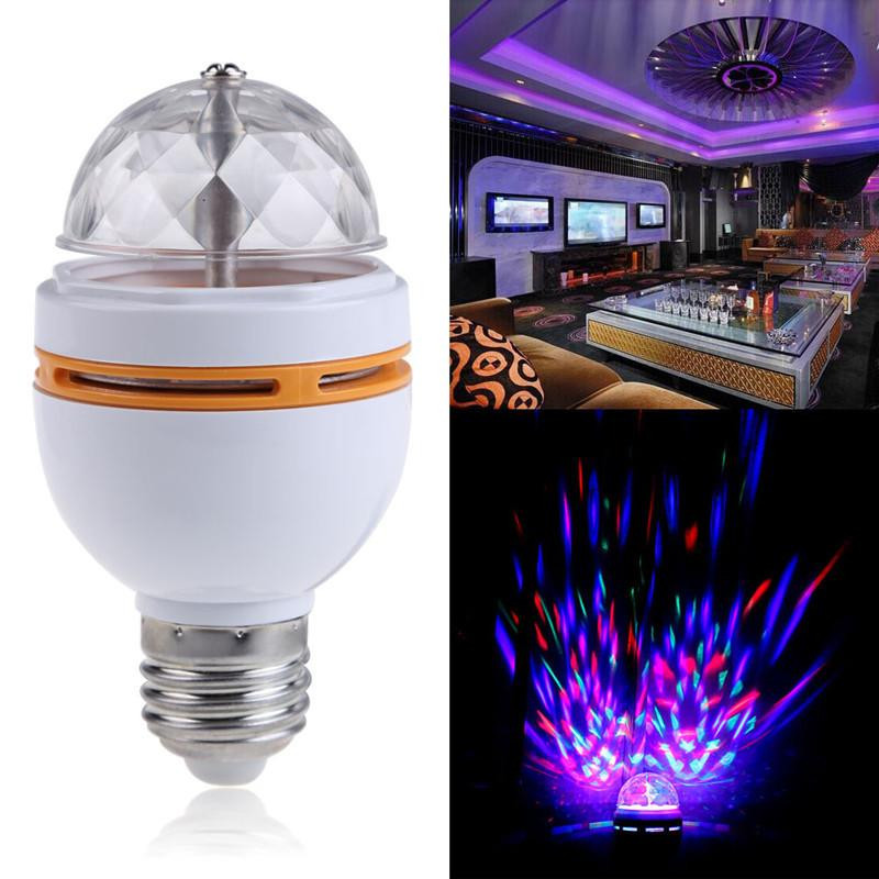 Skede Ljus Ac85260v 3w E27 Färgrik Rgb Led Roterande Skede Disko Kristall Led Glödlampa Lampa Ljus