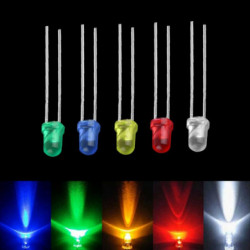 Varumärke 100pcs 3mm Vit Grön Röd Blå Gul Led Ljus Glödlampa Avger Diod Lampor Varumärke