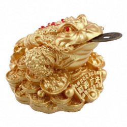 Feng Shui Pengar Förmögenhet Rikedom Orientalisk Kinesisk Jag Ching Padda Mynt Hem Trebent Ornament