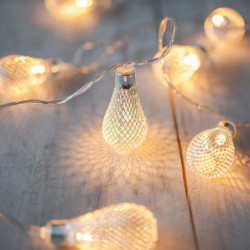 20 Silver Maska Teardrop Batteri Operated Led Fe Lights Sträng 3 3m För Bröllop Fest Fe Lights Jul