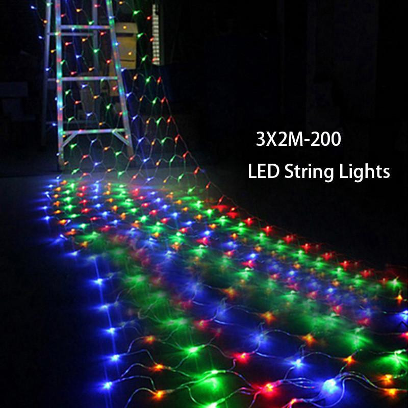Connector 3x2 Meter Vattentät Eu 220v 200led Multipos Trunc Fe Maska Netto Sträng Ljus Jul Jul Semester