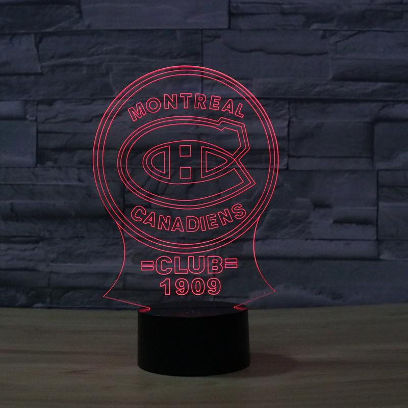7 Färg 3d Lampa Led Natt Lights Montreal Canadiens Is Has Klubb Design Het Akryl Missfärgning Natt
