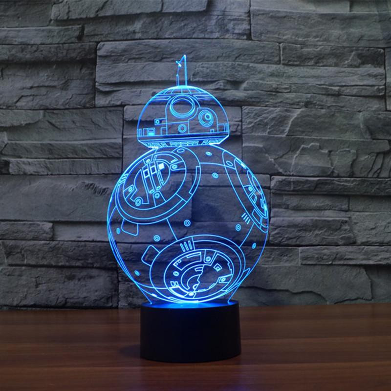 7 Färger Byta 3d Visuell Nattlampa Kreativ Stjärna Wars Led Lampa För Barn Rör Växla Akryl Tabell