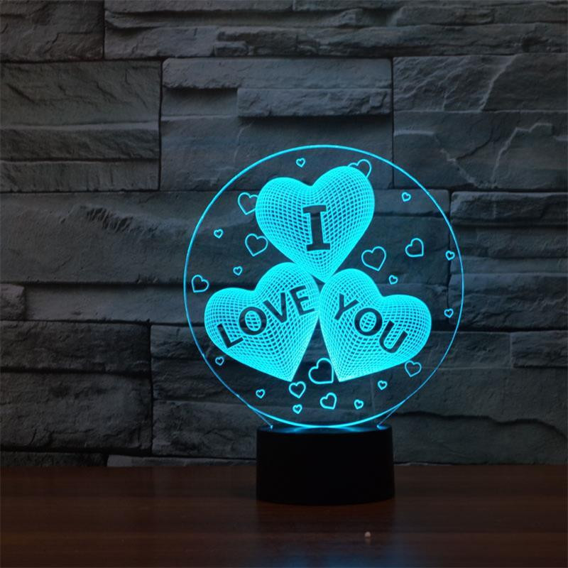 Magisk Optisk Illusion 3d Led Natt Ljus Usb Tabell Lampa Het Atmosfär Ljus Med Rör Botton En För Valentine