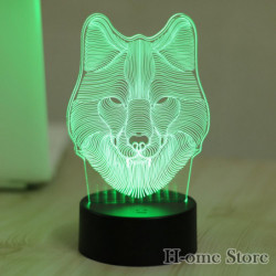 7 Färg Varg Lampa 3d Visuell Led Natt Lights För Barn Rör Usb Tabell Lampara Lampe Bebis Sovande Nattlampa