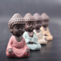 Keramisk Buddha Staty Munk...