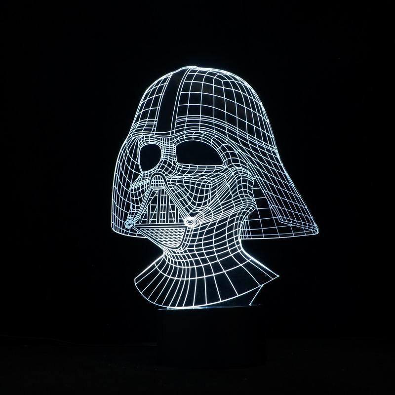 Häftigt Och Stilig Stjärna Wars Darth Vader Form 3d Illusion L Natt Ljus Som Hem Dekoration