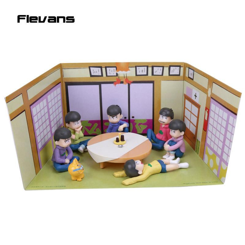 Osomatsu San Herr Osomatsu San Karamatsu Ichimatsu Mini Pvc Siffror Samlarpos Trunc Modell Leksaker 6pack
