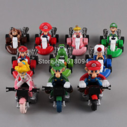 Söt Super Mario Bros Kart Dra Tillbaka Bil Pvc Handling Figur Leksaker 2 Inch 10 St Uppsättning Smfg040
