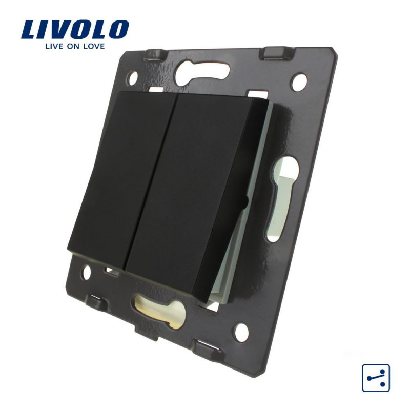 Livolo Svart Plast Material Eu Standard 2 Gäng 2 Sätt Fungera Ckel För Vägg Skjuta På Knapp Växla
