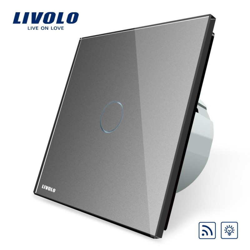 Livolo Eu Standard Växla Vlc701dr15 Grå Glas Panel Växelström 220 250v Remote Dimmer Fungera Vägg