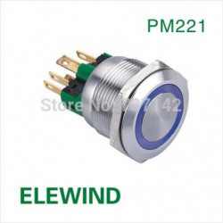 Elewind 22mm Rost Stål Ringa Upplyst Tillfällig Skjuta På Knapp Omkopplare Pm221f11e B 12v S Ip65