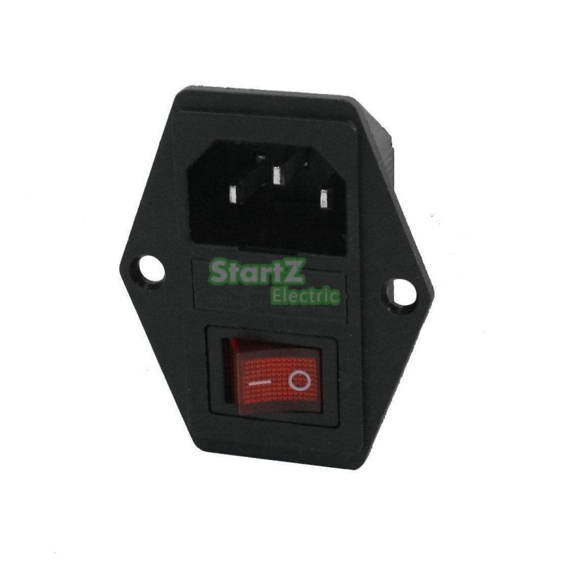3pin Iec320 C14 Inlopp Modul Plugg Säkring Växla Manlig Kraft Uttag