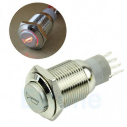 12v Led Tillfällig Horn Knapp Metall Växla 16mm Skjuta På Knapp Upplyst Växla
