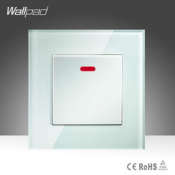 20a Växla Wallpad Vit Tempererad Glas 1 Gäng 20a Vatten Värmare Gejser Vägg Växla Med Led Ljus
