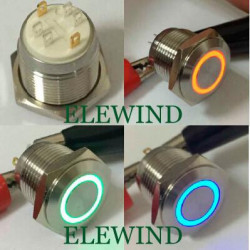 Elewind 16mm 3 Led Färg Ringa Upplyst Skjuta På Knapp Omkopplare Pm161f10e J Rgb 12v S 4pins För Led