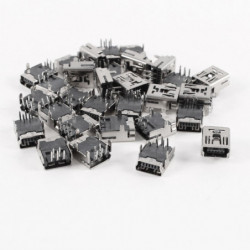 30 St Mini Usb Typ B Kvinna Uttag 5pin Höger Vinkel Dopp Jack Connector