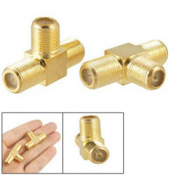 Wsfs 2pcs F Kvinna Till Två F Kvinna Jack Trippel T Rf Adapter Connector 3 Sätt Splitter