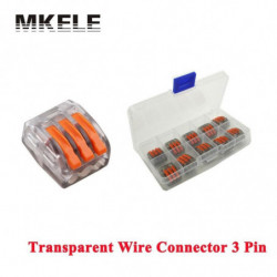 Wa Gå 10 St Transparent Universell Kompakt Snabb Tråd Ledningar 3 Stift Mini Ledare Terminal Blockera