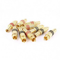Wsfs 10 St Guld Tona Manlig Rca Plugg Audio Connector Metall Vår Adapter