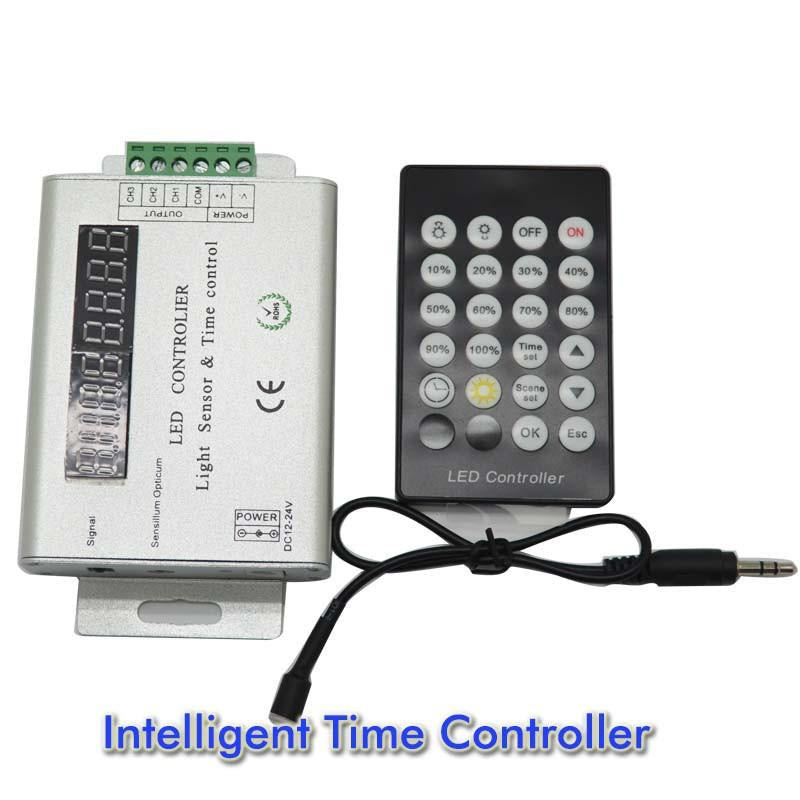 24 Knappar 3 Kanalisera 12v 24v Intelligent Ljus Sensor Och Tid Ogrammerbar Led Kontroller För Enda
