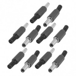 Mylb 10 X Svart Plast Omslag 2 1x5 5mm Manlig Likström Kraft Plugg Jack Connector
