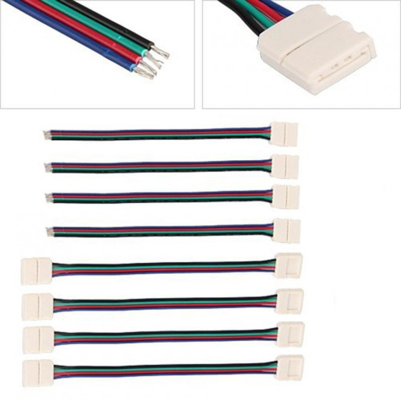 2015 8 X Connector Kabel Adapter För Rgb Led Smd Remsa Rand Vattentät
