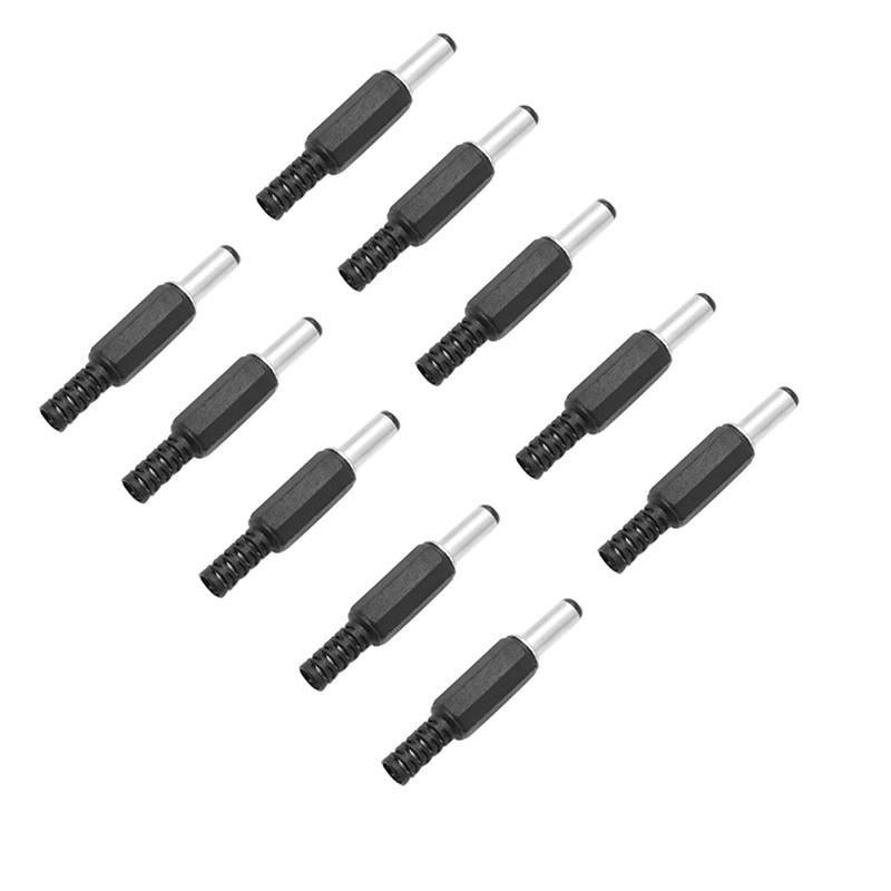 10 St 2 1mm X 5 5mm Manlig Likström Kraft Plugg Uttag Jack Connector Svart Plast Omslag