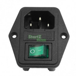 Svart Grön Plast Hus Iec320 C14 Kraft Uttag 3 Pins W Säkring Hållare