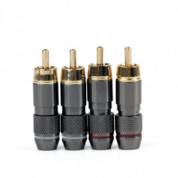 4pcs Koppar Rca Plugg Guld Plated Audio Video Adapter Anslutningar Lödning