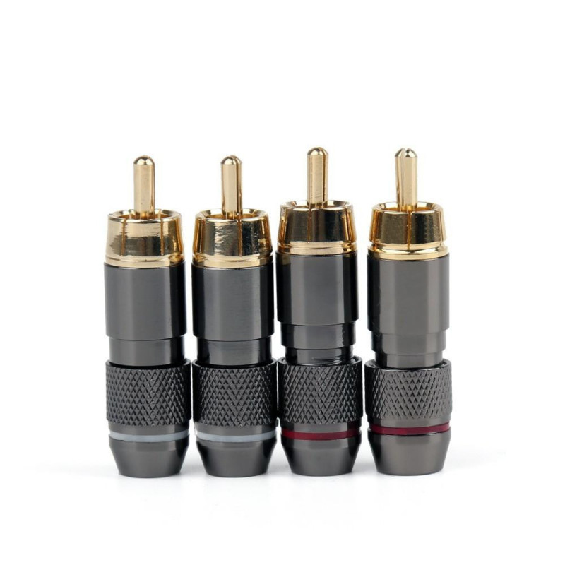 4pcs Koppar Rca Plugg Guld Plated Audio Video Adapter Anslutningar Lödning