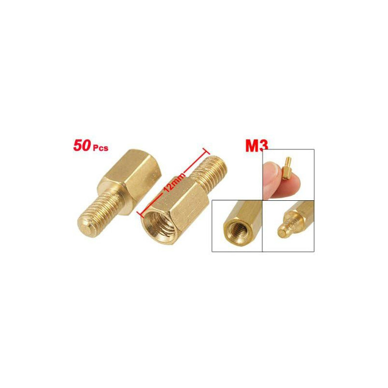 Imc 50 St M3 Manlig X M3 Kvinna Hex Huvud Pcb Distans Distanser 12mm Längd