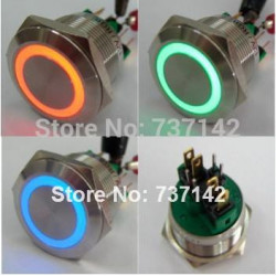 Elewind 22mm Rgb Tre Led Färg Tillfällig Skjuta På Knapp Omkopplare Pm221f11e Rgb 12v S 4pins För