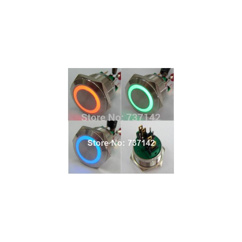 Elewind 22mm Rgb Tre Led Färg Tillfällig Skjuta På Knapp Omkopplare Pm221f11e Rgb 12v S 4pins För