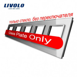 Livolo Lyx Grå Kristall Glas Växla Panel 364mm X 80mm Eu Standard Femfaldig Glas Panel För Vägg Uttag